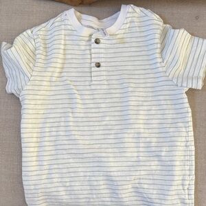 Janie and Jack Cream and Gray Striped Tee